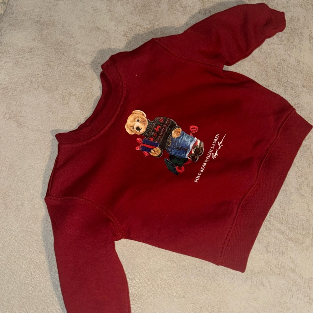 Red Ralph Lauren Sweater 18 month. Worn Once, Great Condition. Please see video